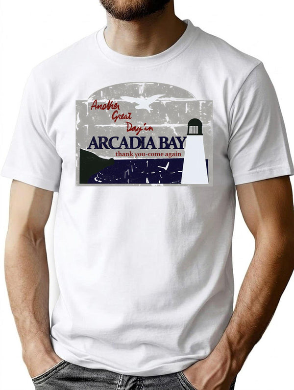 Arcadia Bay T-Shirt - Retro Graphic Tee for Men & Women - White