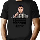 Archer Danger Zone Something T-Shirt - Retro Graphic Tee for Men & Women - Black