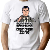 Archer Danger Zone Something T-Shirt - Retro Graphic Tee for Men & Women - White