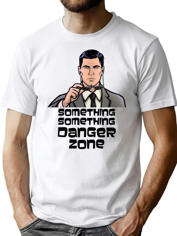 Archer Danger Zone Something T-Shirt - Retro Graphic Tee for Men & Women - White