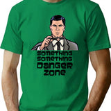 Archer Danger Zone Something T-Shirt - Retro Graphic Tee for Men & Women - Green