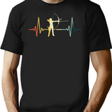 Archery Heartbeat Vintage T-Shirt - Retro Graphic Casual Tee - Black