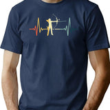 Archery Heartbeat Vintage T-Shirt - Retro Graphic Casual Tee - Navy