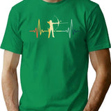 Archery Heartbeat Vintage T-Shirt - Retro Graphic Casual Tee - Green