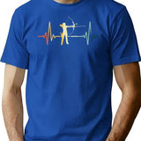 Archery Heartbeat Vintage T-Shirt - Retro Graphic Casual Tee - Blue