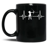 Archery Heartbeat Black Coffee Mug, Gift Coffee Mug