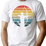 Archery Silhouette On A Distressed Retro Sunset Product T-Shirt - White
