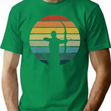 Archery Silhouette On A Distressed Retro Sunset Product T-Shirt - Green