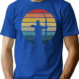Archery Silhouette On A Distressed Retro Sunset Product T-Shirt - Blue
