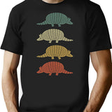 Armadillo Vintage Pattern T-Shirt - Retro Graphic Casual Tee - Black