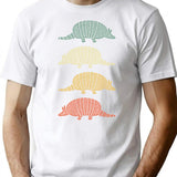Armadillo Vintage Pattern T-Shirt - Retro Graphic Casual Tee - White