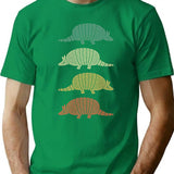Armadillo Vintage Pattern T-Shirt - Retro Graphic Casual Tee - Green