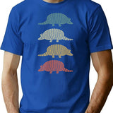 Armadillo Vintage Pattern T-Shirt - Retro Graphic Casual Tee - Blue