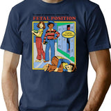 Assume The Fetal Position T-Shirt - Retro Graphic Tee for Men & Women - Navy
