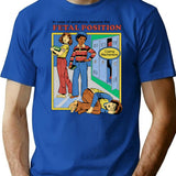 Assume The Fetal Position T-Shirt - Retro Graphic Tee for Men & Women - Blue
