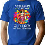 Assuming I'm Just An Old Lady Was Your First Mistake Hippie (1) T-Shirt - Blue