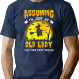 Assuming Im Just An Old Lady Funny Witch Halloween T-Shirt - Navy