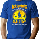 Assuming Im Just An Old Lady Funny Witch Halloween T-Shirt - Blue