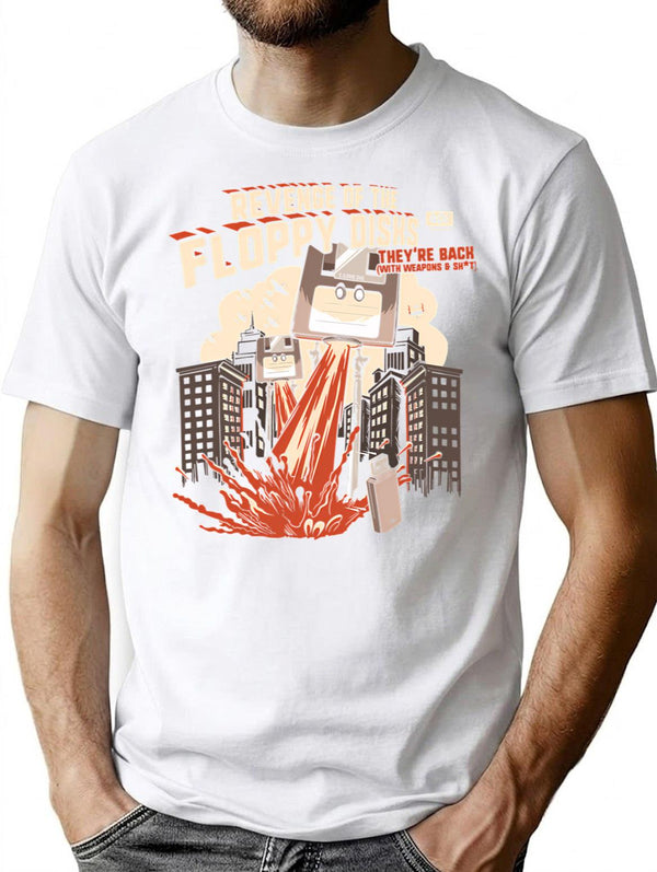 Attack Of The Floppy Disks Geeky T-Shirt - White