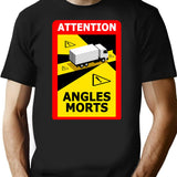 Attention Angles Morts T-Shirt - Retro Graphic Tee for Men & Women - Black