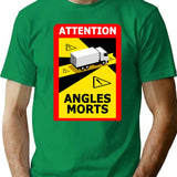 Attention Angles Morts T-Shirt - Retro Graphic Tee for Men & Women - Green