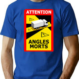 Attention Angles Morts T-Shirt - Retro Graphic Tee for Men & Women - Blue
