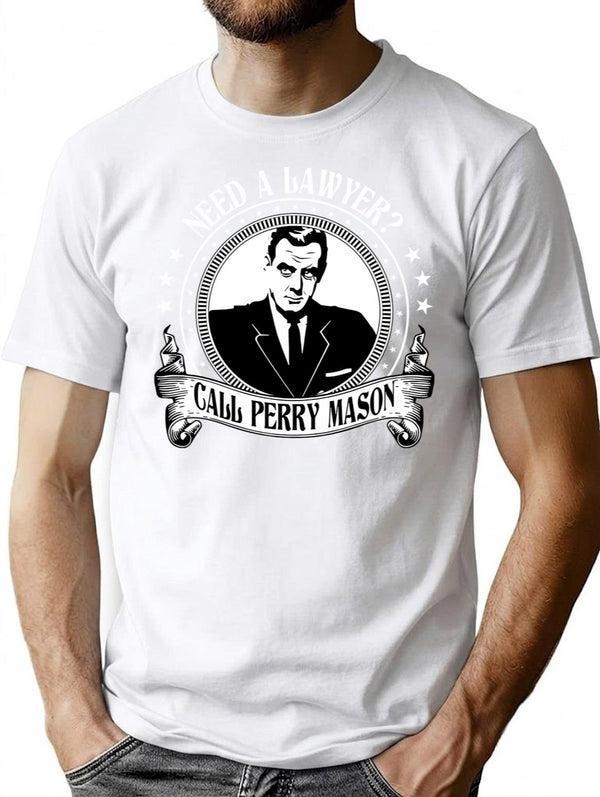 Aucar Perry Mason Funny T-Shirt - Sarcastic Humor Graphic Tee - White