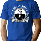 Aucar Perry Mason Funny T-Shirt - Sarcastic Humor Graphic Tee - Blue