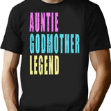 Auntie Godmother Legend Vintage T-Shirt - Retro Graphic Casual Tee - Black