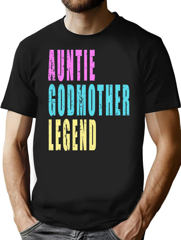 Auntie Godmother Legend Vintage T-Shirt - Retro Graphic Casual Tee - Black