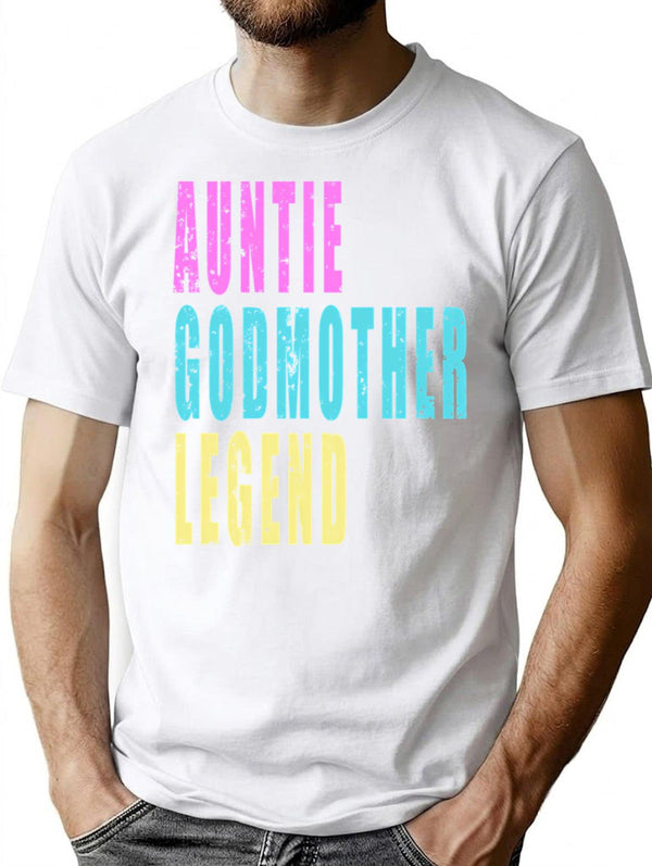 Auntie Godmother Legend Vintage T-Shirt - Retro Graphic Casual Tee - White