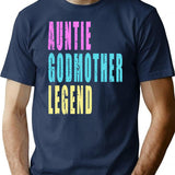 Auntie Godmother Legend Vintage T-Shirt - Retro Graphic Casual Tee - Navy