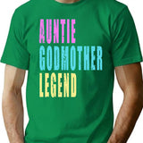 Auntie Godmother Legend Vintage T-Shirt - Retro Graphic Casual Tee - Green