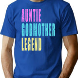 Auntie Godmother Legend Vintage T-Shirt - Retro Graphic Casual Tee - Blue