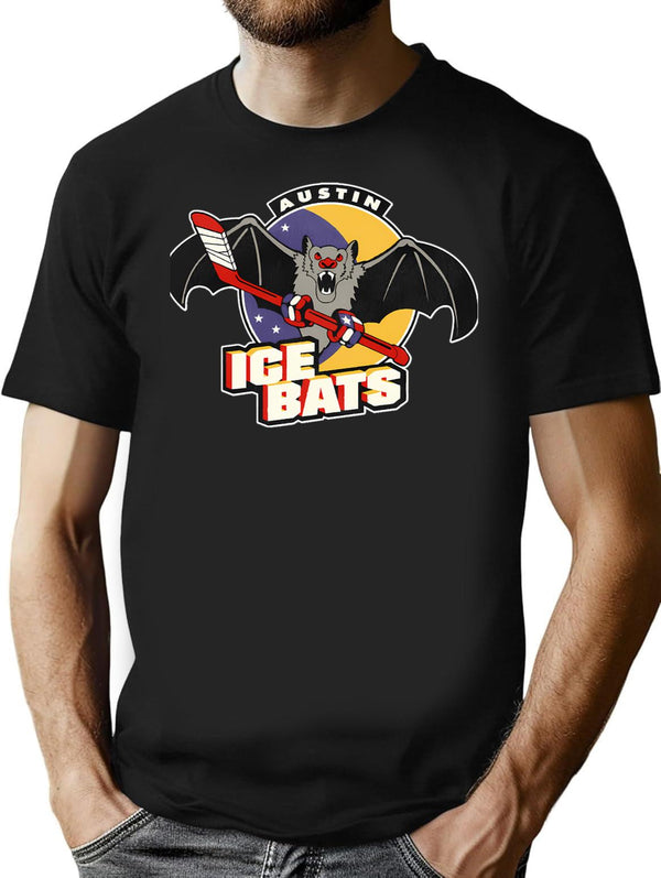 Austin Ice Bats Retro Defunct Hockey T-Shirt - Black