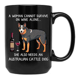 Australian Cattle Dog And Wine Funny Dog Black Coffee Mug, Gift Coffee Mug - Black