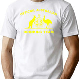 Australian Drinking Team T-Shirt - Retro Graphic Tee for Men & Women - White