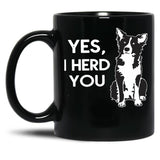 Australian Shepherd Herding Dog Funny I Herd You Mom Dad Black Coffee Mug, Gift Coffee Mug