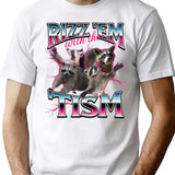 Autism Funny Rizz Em With The Tism Meme Autistic Racoon T-Shirt - White