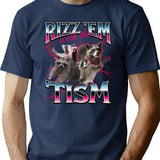 Autism Funny Rizz Em With The Tism Meme Autistic Racoon T-Shirt - Navy