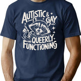 Autistic And Gay Raccoon T-Shirt - Retro Graphic Tee for Men & Women - Navy