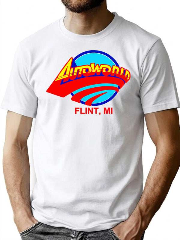 Autoworld T-Shirt - Retro Graphic Tee for Men & Women - White