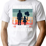 Awesome Like My Daughter Men Funny Fathers Day Dad Vintage T-Shirt - White