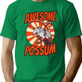 Awesome Possum T-Shirt - Retro Graphic Tee for Men & Women - Green