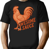 Awesome Sauce Rooster T-Shirt - Retro Graphic Tee for Men & Women - Black