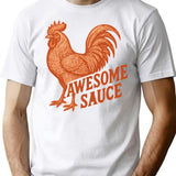 Awesome Sauce Rooster T-Shirt - Retro Graphic Tee for Men & Women - White