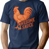 Awesome Sauce Rooster T-Shirt - Retro Graphic Tee for Men & Women - Navy