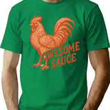 Awesome Sauce Rooster T-Shirt - Retro Graphic Tee for Men & Women - Green