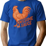 Awesome Sauce Rooster T-Shirt - Retro Graphic Tee for Men & Women - Blue