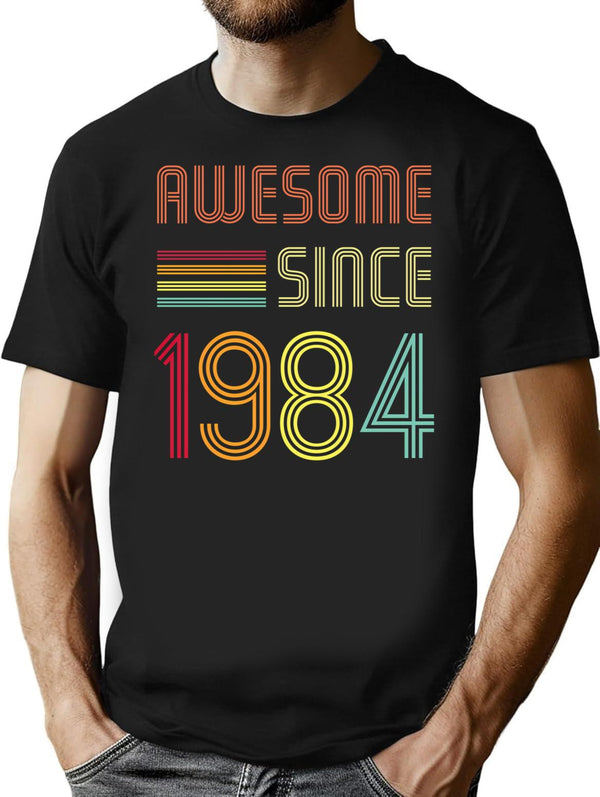 Awesome Since 1984 38 Years Old Birthday Retro T-shirt - Black